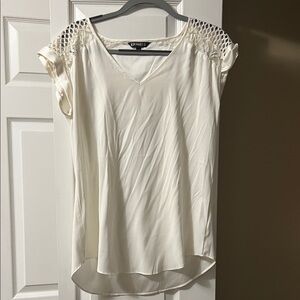 Express Women's Ivory Blouse with Lace Accents